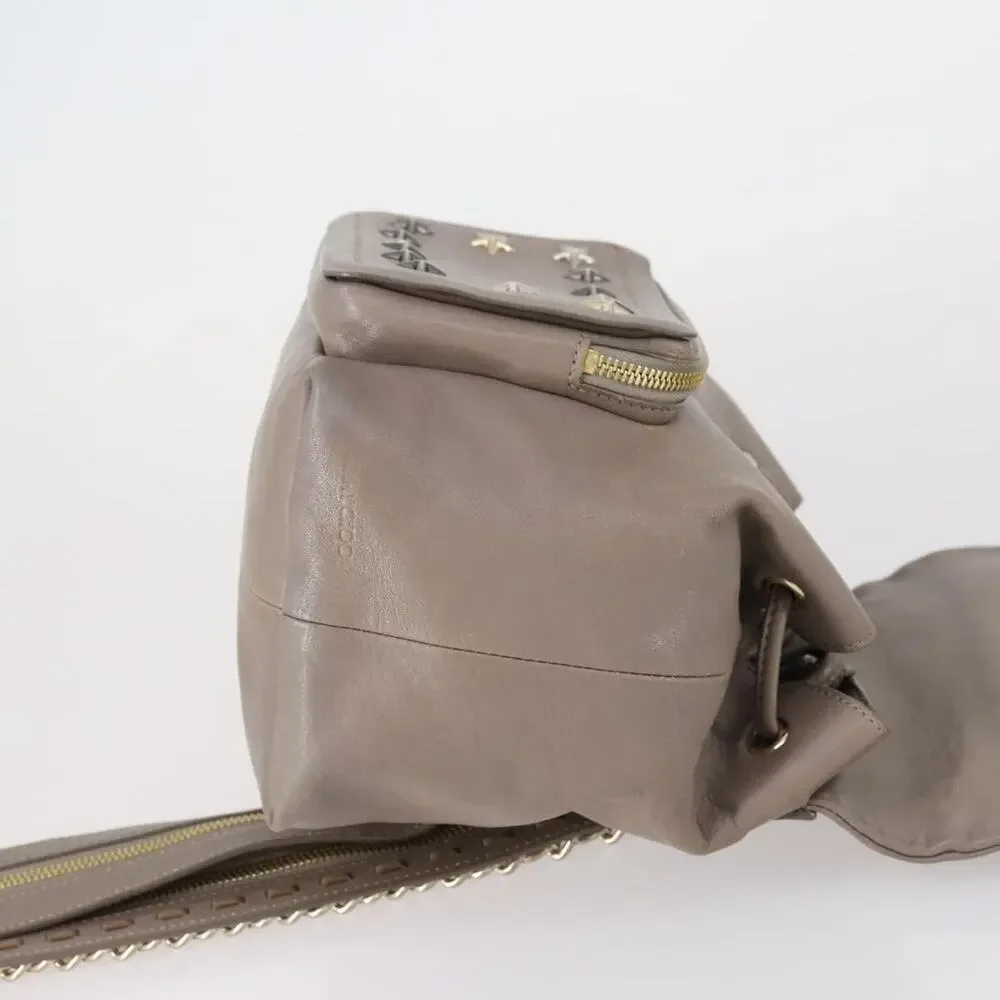 Jimmy Choo Leather Studs Backpack Beige